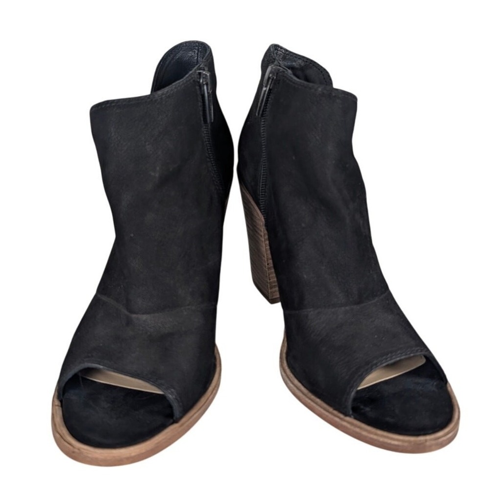 Vince Camuto Nerany Women's Black Leather Heel Open Toe Ankle Strap Size 9.5